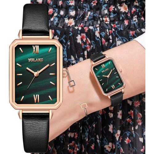 2020 Luxury Brand Women Watches Fashion Green Rectangle Ladies Dress Quartz Wrist Watch Zegarek Damski Montre Femme Dropshipping