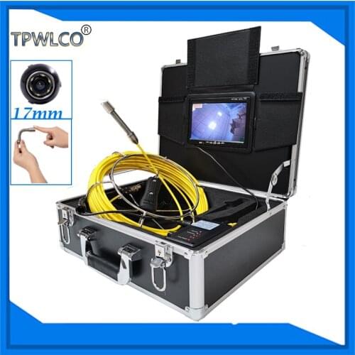 Diameter 17mm Sewer Inspection Video Camera With 6pcs White LED Lights 7" Drain Pipe Sewer Inspection Video Camera System 20m