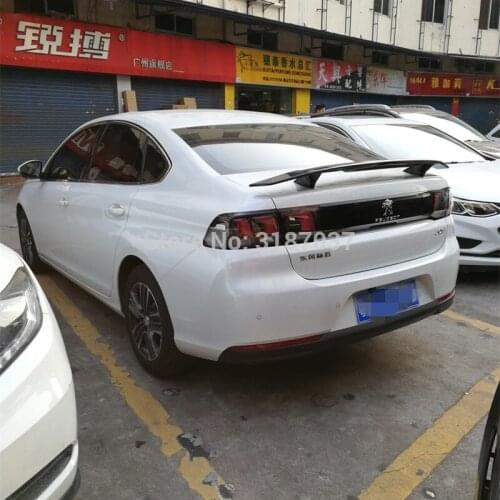 For Peugeot 308 408 508 spoiler with brake light ABS Plastic Unpainted Rear Roof Spoiler Wing Trunk Lip Boot Cover Car Styling
