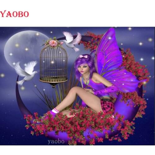 Fantasy moon girl elf flower diamond mosaic diamond Embroidery full square drill 5d diamond painting Cartoons puzzle decoration