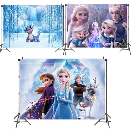 Disney Frozen Party Backgroud Dcoration Birthday Poster Template Photography Back Ground Anna Elsa Bruni Happy Party Supplie
