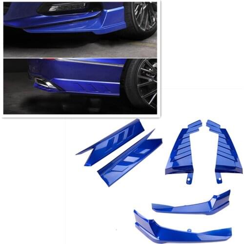 For Honda Accord 2018 2019 10TH Blue Front Spoiler Surround Bumper Side Piece Cover Trim & Rear Diffuser Corner Lip Splitters