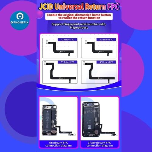 JC-ID Fingerprint FPC Flex Cable JC Home Button Flex For iPhone 7 7Plus 8 8Plus Universal Key Back Return Function Solution