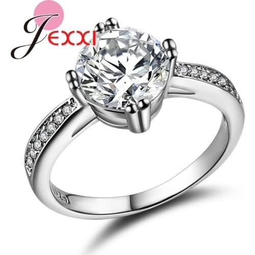 Elegant Fashion Princess Style Women Girls Wedding Engagement Rings 925 Sterling Silver Jewelry Zirconias