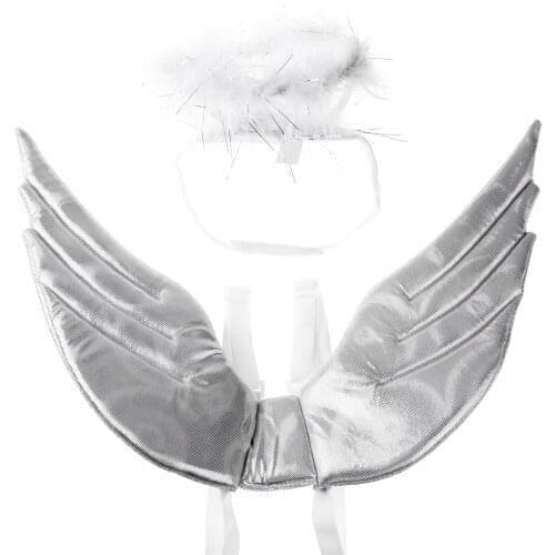 Pet Halloween Costume Cosplay Angel White Wing with Hat for Puppy Kitten Bunny Small Animals Halloween Christmas Funny Gifts