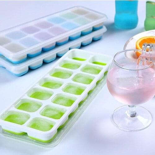 14 Grids Plastic Ice Cube Tray Mold Household Square Cream Tool Tray With For Ice Tray Toxic Silicone Make Ice Non Lid Moul S8K4