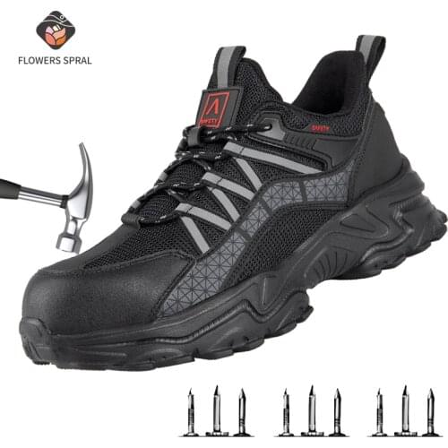 Men Work Safety Shoes Steel Toe Boots For Men Anti-Smashing Puncture Proof Outdoor Safety Shoes Hiking Boots For Man Protect Men