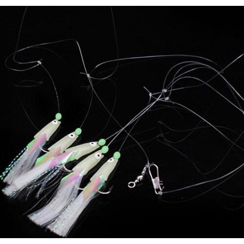 5PCS/Set Soft Fishing Hooks Luminous Fish Head String Hook Soft Bait Artificial Lure Worn Fake lure Hook 5 Types To Choose