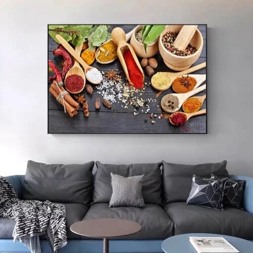 Kitchen Theme Wall Poster And Prints Various Seasonings Canvas Art Paintings On The Wall Canvas Art Pictures Cuadros Decoration