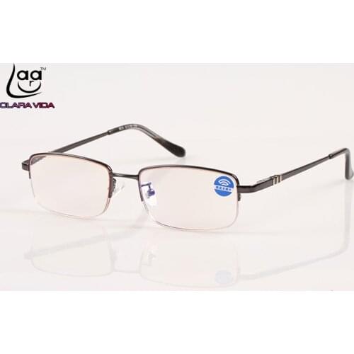 =CLARA VIDA BRAND= Designer Semi-Rimless Coated Light Proof Glasses Reading Glasses +1 +1.5 +2 +2.5 +3 +3.5 +4 With Case