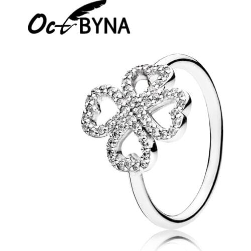 Octbyna Classic Heart Shaped Violet Petals Brand Ring For Women High Quality Cubic Zirconia Silver Color Fingertip Ring Jewelry