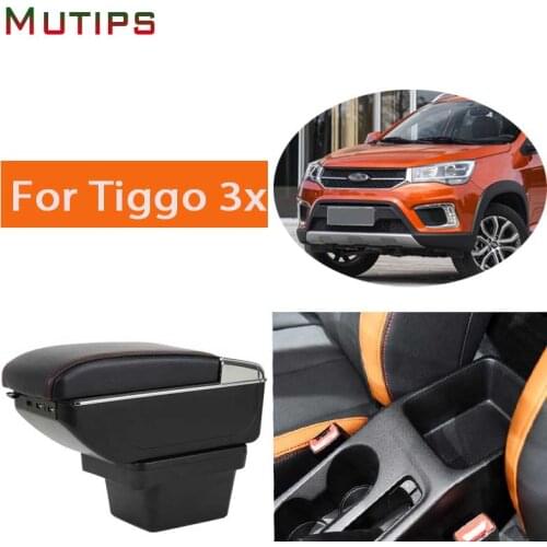 Mutips For Chery Tiggo 2 3X armrest car Charging heighten Double layer Center Console Arm rest USB storage box accessories 2018