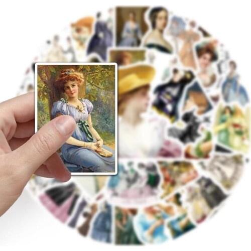 10/50Pcs Vintage European Ladies Stickers DIY Scrapbooking Label Diary Personality Fashion Dress Design Retro Character Sticker