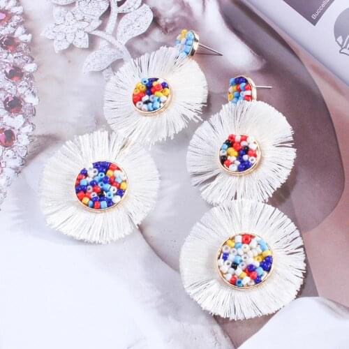 Temperament Bohemian National Wind Earrings Female Popular Personality Earrings Long Exaggerated Tassel Double Earrings