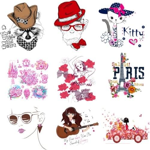 Iron-on Transfers for Clothing Patches for Clothes Animals Stickers Diy Hat Patch Flex Fusible Transfer Vinyl Adhesive Stripe C