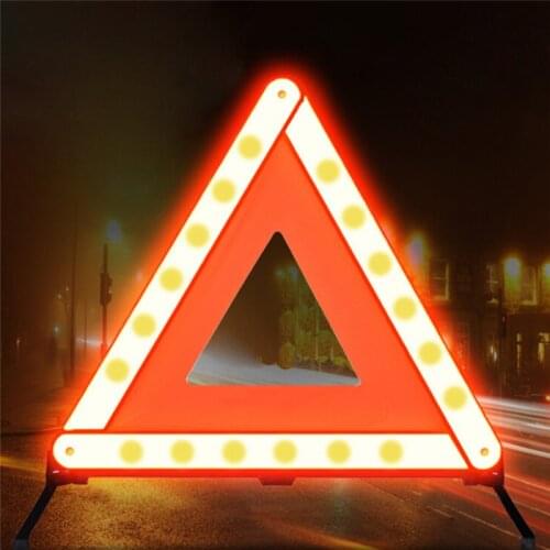 Car Emergency Breakdown Warning Triangle Red Reflective Safety Stop Sign Tripod