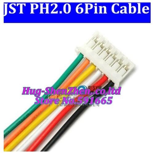 High quality 20pcs/lot JST 2.0mm PH2.0 PH 2.0 6pin PH-6p connector with cable 100mm wire 24AWG