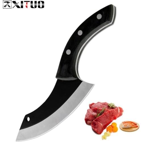XITUO high carbon steel chef knife meat cleaver full Tang Utility hand forged kitchen knives outdoor butcher slaughtering knife