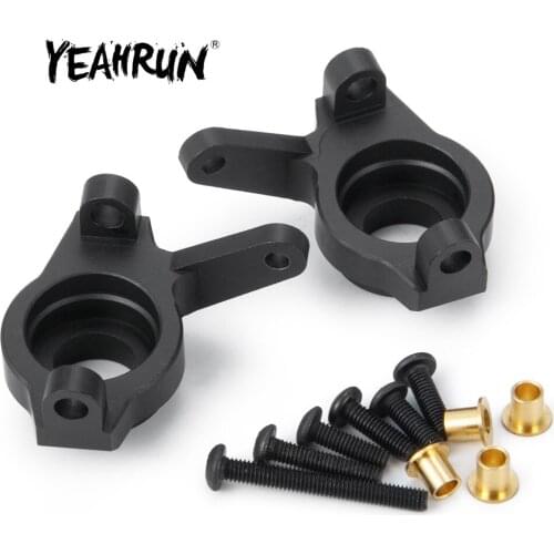 YEAHRUN 1 Pair Black Aluminum Steering Front Knuckles For AXIAL SCX10 II AX90046 1/10 RC Crawler
