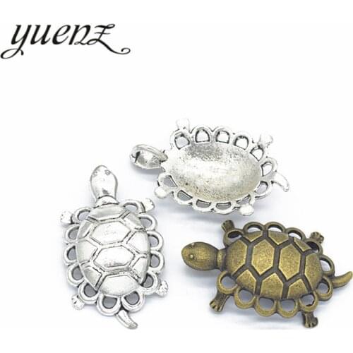 YuenZ 4 pcs 2 color Antique Silver color tortoise Charms Zinc Alloy necklace,earring bracelet jewelry DIY handmade 39*25mm D767
