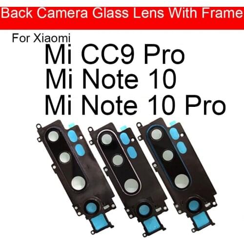 Back Rear Camera Lens Glass Cover Frame For Xiaomi Mi Note 10 CC9 Pro Main Big Camera Cover Frame + Sticker Replacement Repair