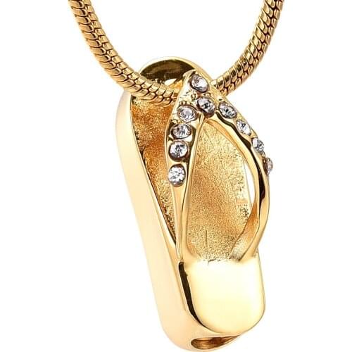 KLH10524-3 Stainless Steel Flip Flops/Sandals Charms Pendant For Ashes-Pet/Human Funeral Memorial Ashes Holder Necklace