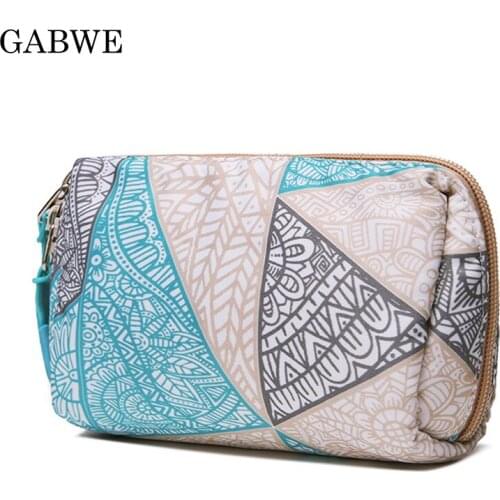 GABWE New Women Waterproof Cosmetic Case Polyester Retro Makeup Bag Beauty Organizer Travel Pouch Necessarie Toiletry Wash Bag