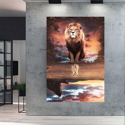 Animal Inspirational Canvas Painting Big Little Lions Mindset Wall Art Poster Prints Wall Pictures for Living Room Home Cuadros