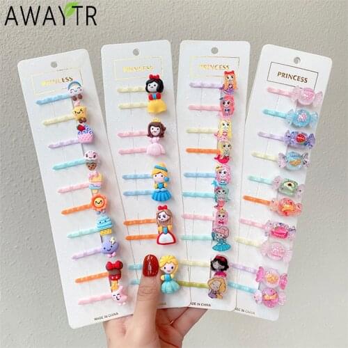10Pcs/Set New Girls Cute Colorful Cartoon Flower Candy Hairpins Kids Sweet Hair Clip Barrettes Headband Fashion Hair Accessories