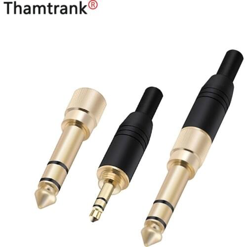 10pcs/lot 3 poles 3.5mm stereo male plug screw-into 6.35mm 3 poles stereo male plug 2 in 1 audio adapter converter connector