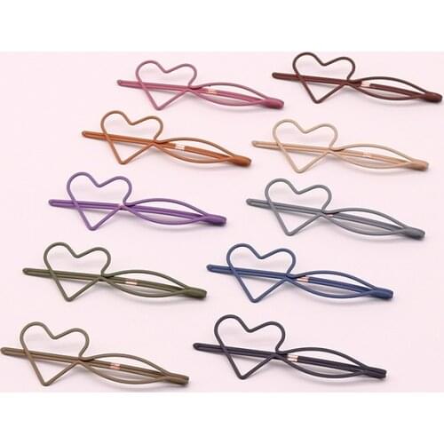 2 Pieces EUHRA Fashion Metal Love Shape Hair Clip Barrettes Paint Hairpin Barrette Color Feather Hair Claws Hair Styling Tool