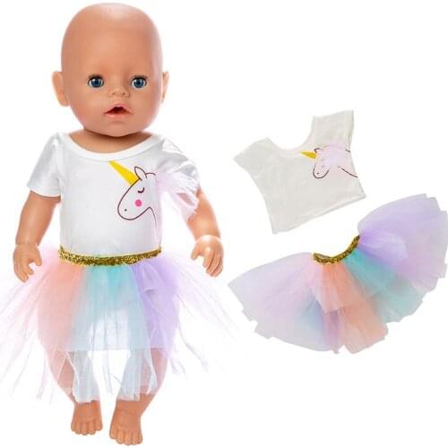 2019 Fashion Screen skirt Suit For 17 Inch Baby Doll 43cm Born Doll Clothes