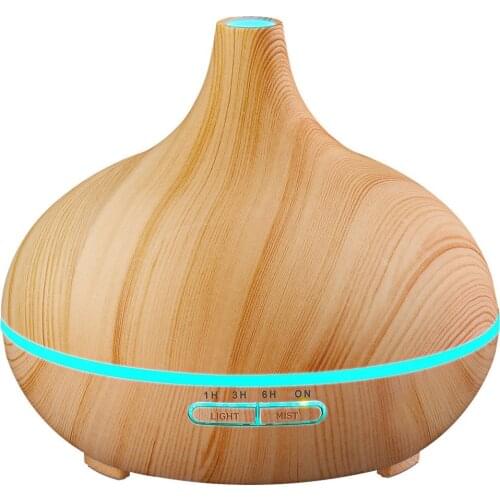 300ML Electric Humidifier Essential Aroma Oil Diffuser Ultrasonic Wood Grain Air Humidifier USB Mini Mist Maker LED Light
