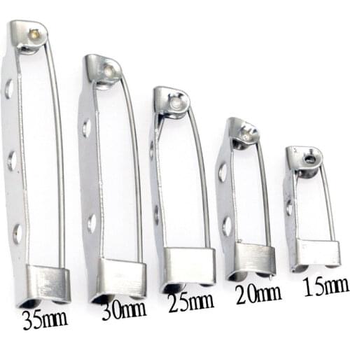 40pcs Smooth Silver Metal Flat Brooch Base 20mm 25mm 30mm with Safety Brooches Pin Diy Accessories Supplies for Jewelry Making