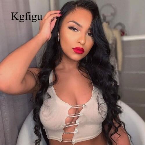 KGFIGU White Hollow Out Sexy Cropped Top Diamond Pin O-Neck Slim Women Summer Cute Tank Suit Streetwear Red Vest Dropshipping