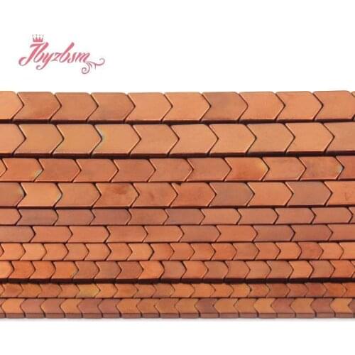 3/4/6x8/8mm Natural Hematite Brown V Shape Loose Stone Beads For DIY Necklace Bracelet Jewelry Making Strand 15" Free Shipping