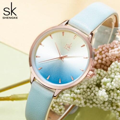 Shengke Women Watches Fashion Casual Girl Quartz Watch Leather Strap Lady Dress gift Waterproof Wristwatch Montre Femme