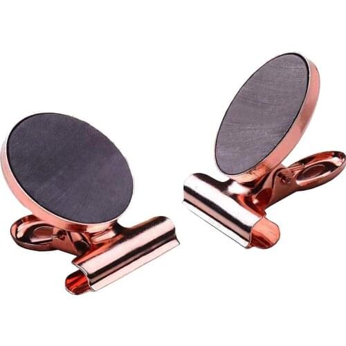 XRHYY 2 Pieces Refrigerator Magnet Hook Clips, Strong Magnetic Clips with Scratch Safe for Notes, Fridge, Office (Rose Gold)