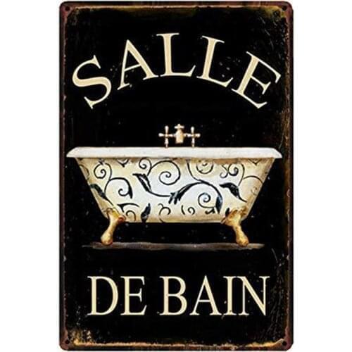 Salle De Bain Bathroom Metal Sign Shower Room Tin Poster Home Decor Bar Wall Art Iron Painting
