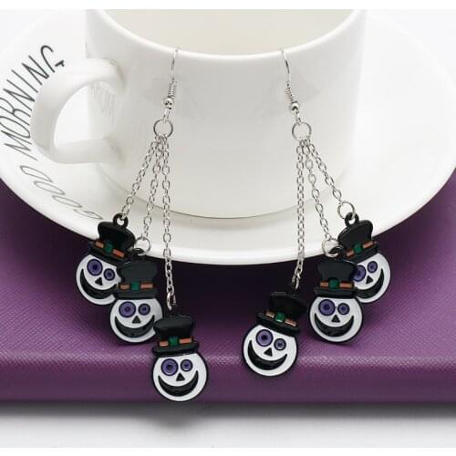 Fashion Funny Cute Ghost Earrings Female New Design Long Tassels Dangle Earrings Jewelry 2021 Personality Halloween Accessories