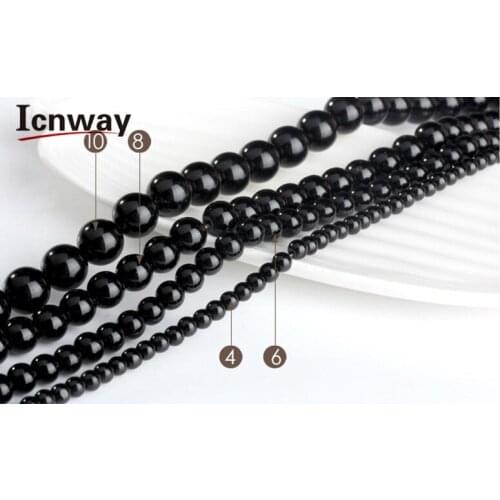 Natural Round Black Agate Stone Beads For Jewelry Making DIY Jewellery2-18mm 15inches Wholesale