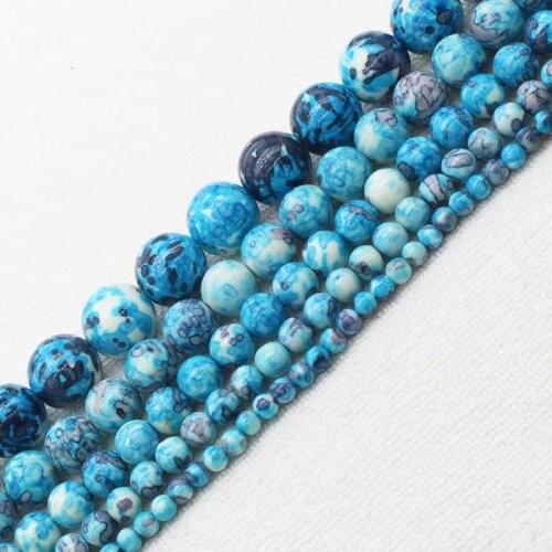 Wholesale 3-14mm Blue Snow Jaspers Round Loose Beads 15"bjr2, For Jewelry making, can mixed wholesale