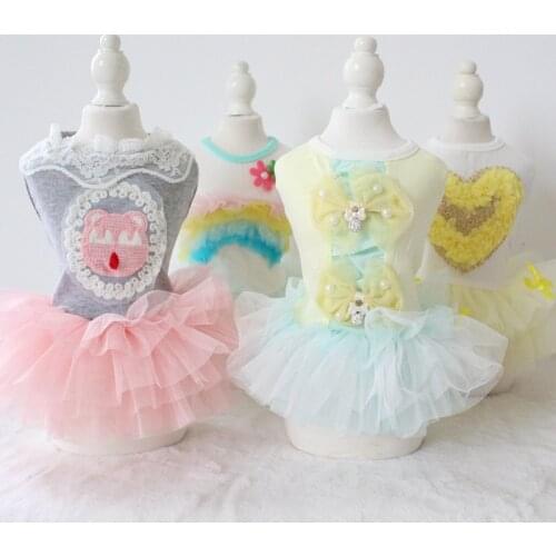 Vestido Cats Dress For Pet Dog Dress Summer Lace Love Disfraz Perro for Small Dogs Dresses Clothes for Pet Pink Blue