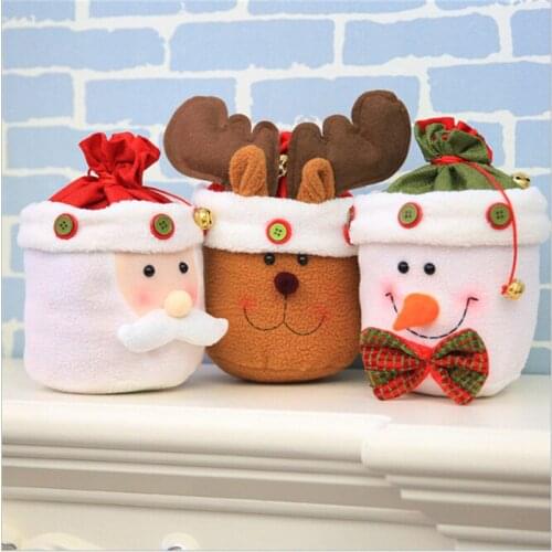 Popular New Christmas Gift Bag Santa Snowman Candy Bag With Bell Christmas Ornament Apple Gift Bag Kitchen Accessories