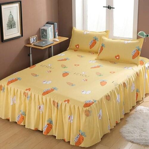 Hot Sale Floral Birds Bed Sheet Aloe cotton fabric Cotton Mattress Protector Cover Lace Sheet Soft bedclothes Full Queen King