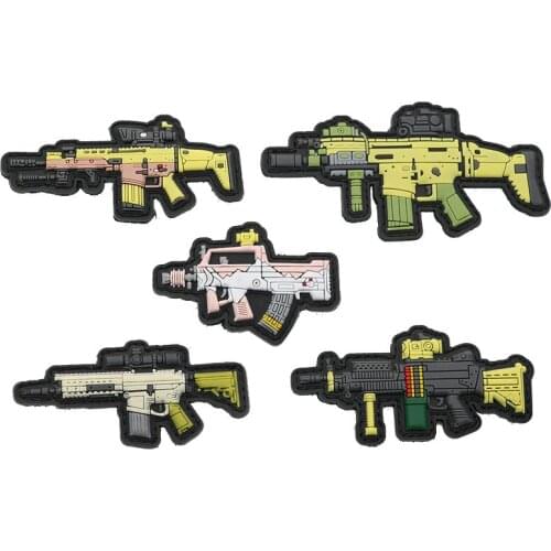 PVC Armband Q Version Weapon Patch Army 911 Tactical Moral Hook Face Badge Plastic Rubber Chapter Camouflage Gun Blockbuster