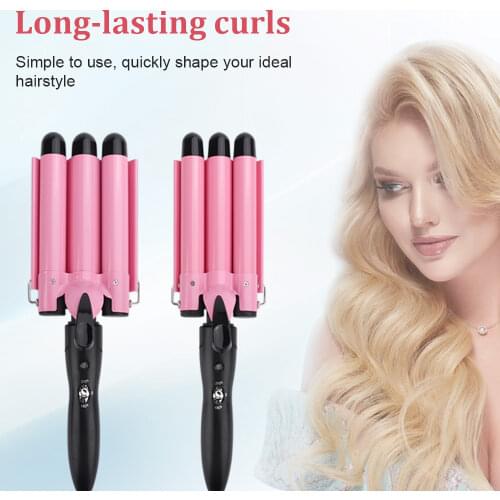 Professional 3 Tubes Hair Curling Iron Ceramic Triple Barrel Crimper Wave Water Ripple Rolls Electric Hair Curler Tools