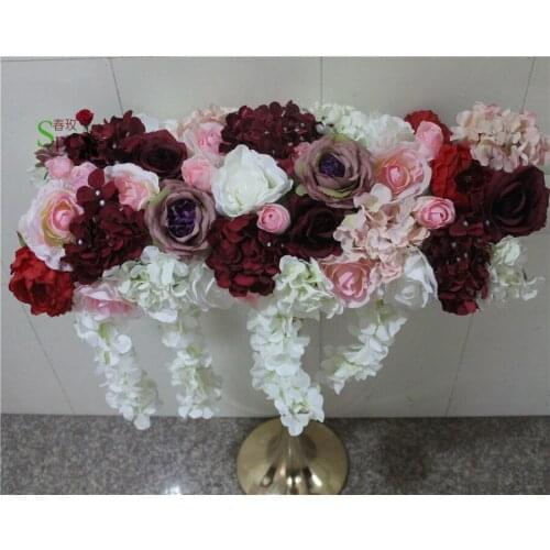 SPR High quality 2M/lot wedding arch flower stage or backdrop decorative wholesale artificial flower table centerpiece