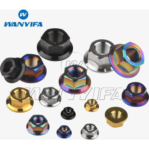 Wanyifa Titanium Nut M5 M6 M8 M10 M12 M14 M16 Flange Nut Screw Bolt for Motorcycle Bicycle Bike