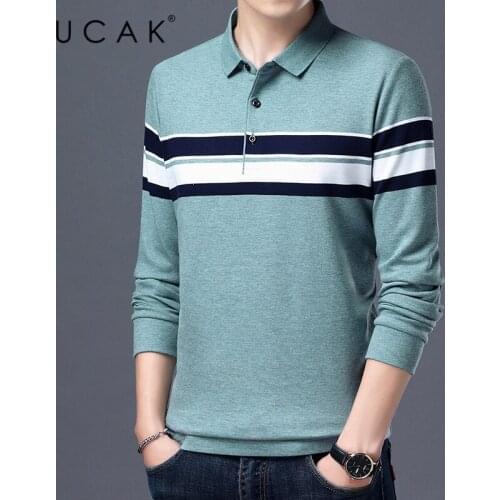 UCAK Brand Casual Cotton Turn-down Collar T Shirt Men Clothes Spring New Arrivals Streetwear Long Sleeve T-Shirts Clothing U5375